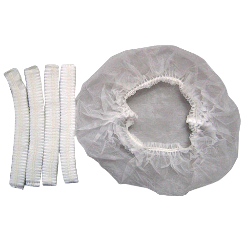 White Pleated Disposable  Bouffant Cap 